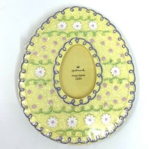 Hallmark Easter Egg Photo Frame Yellow Glitter Floral Pastel Wrapped NWT